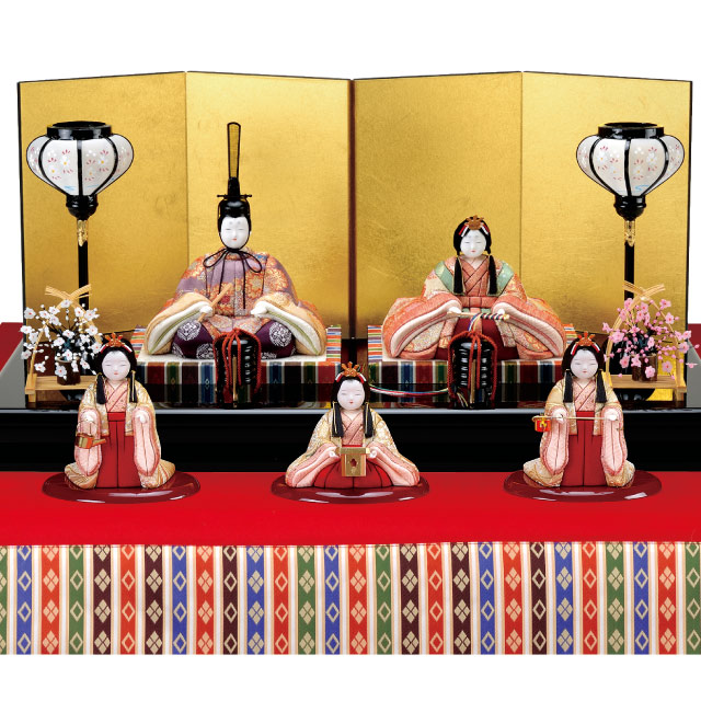 華陽雛 五人飾り /木目込み人形材料と完成品｜ 人形の田辺